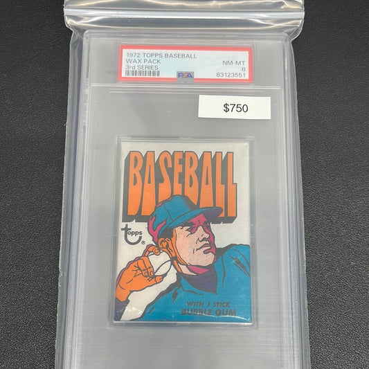 1972 MLB Topps Baseball Wax Pack 3rd Series PSA 8