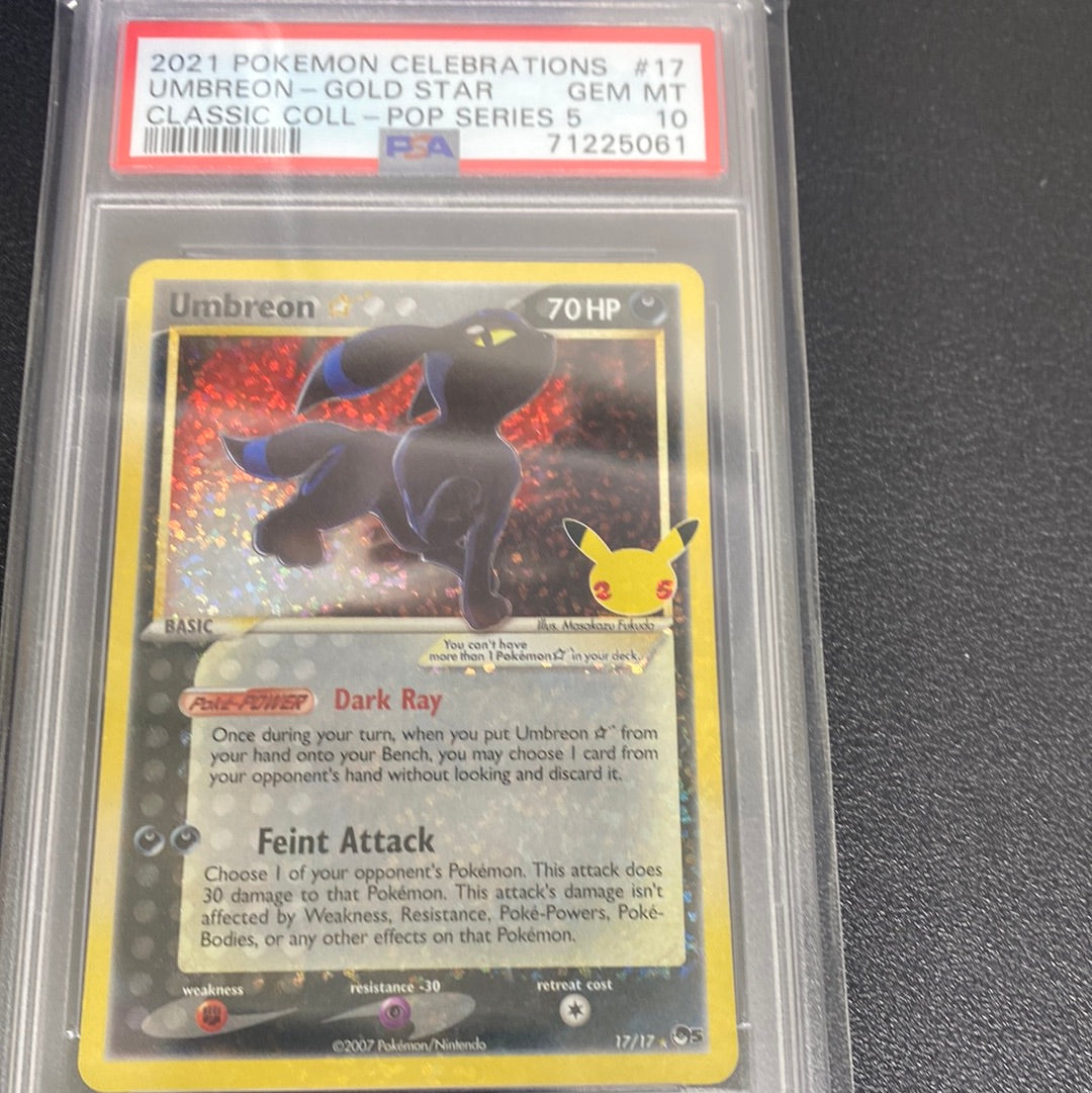 Pokémon Umbreon Gold Star Celebrations PSA 10