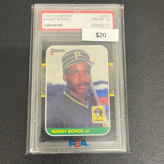 1987 MLB Donruss Barry Bonds PSA 8