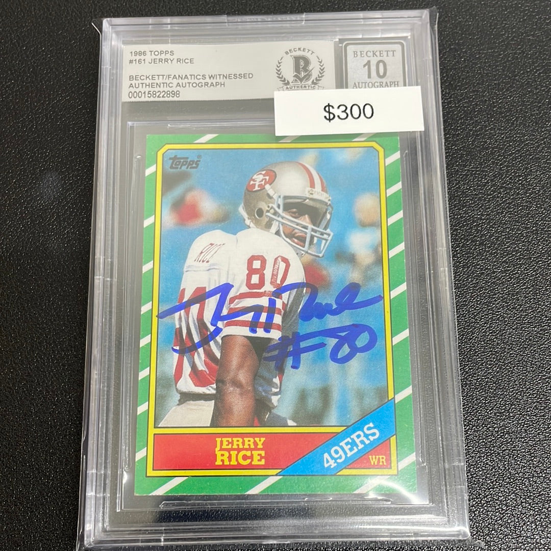 1986 NFL Jerry Rice Topps Rookie Beckett Authentic Auto