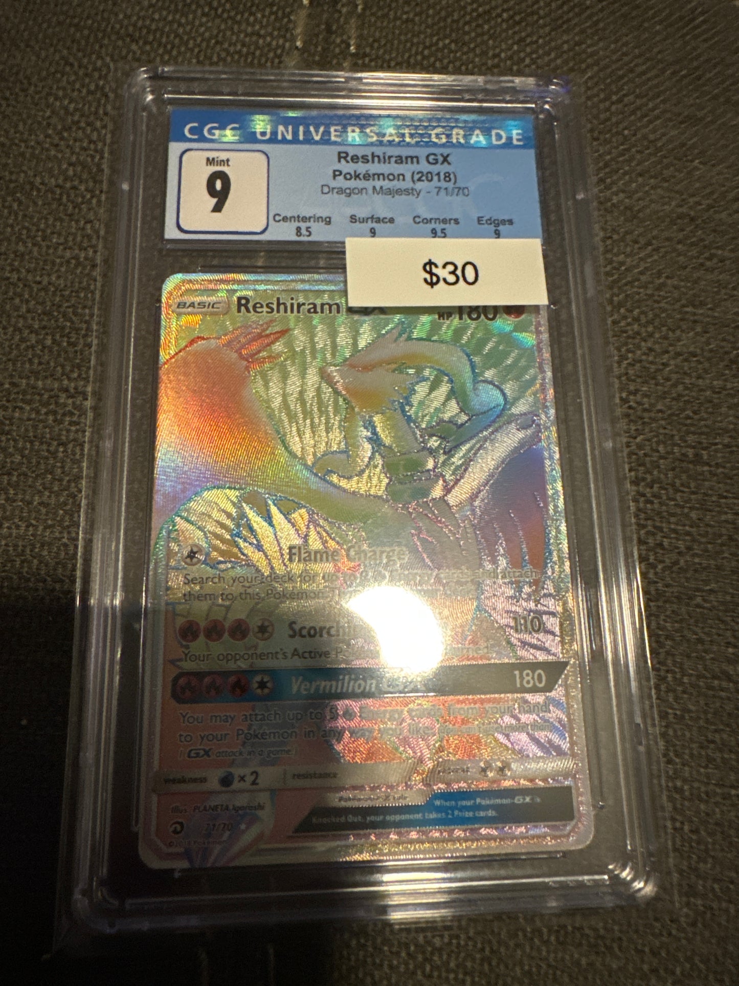 Pokemon Reshiram GX CGC 9