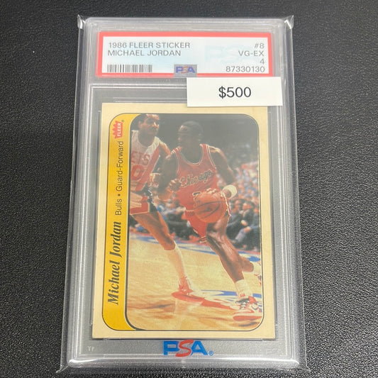 1986 NBA Fleer Sticker Michael Jordan PSA 4