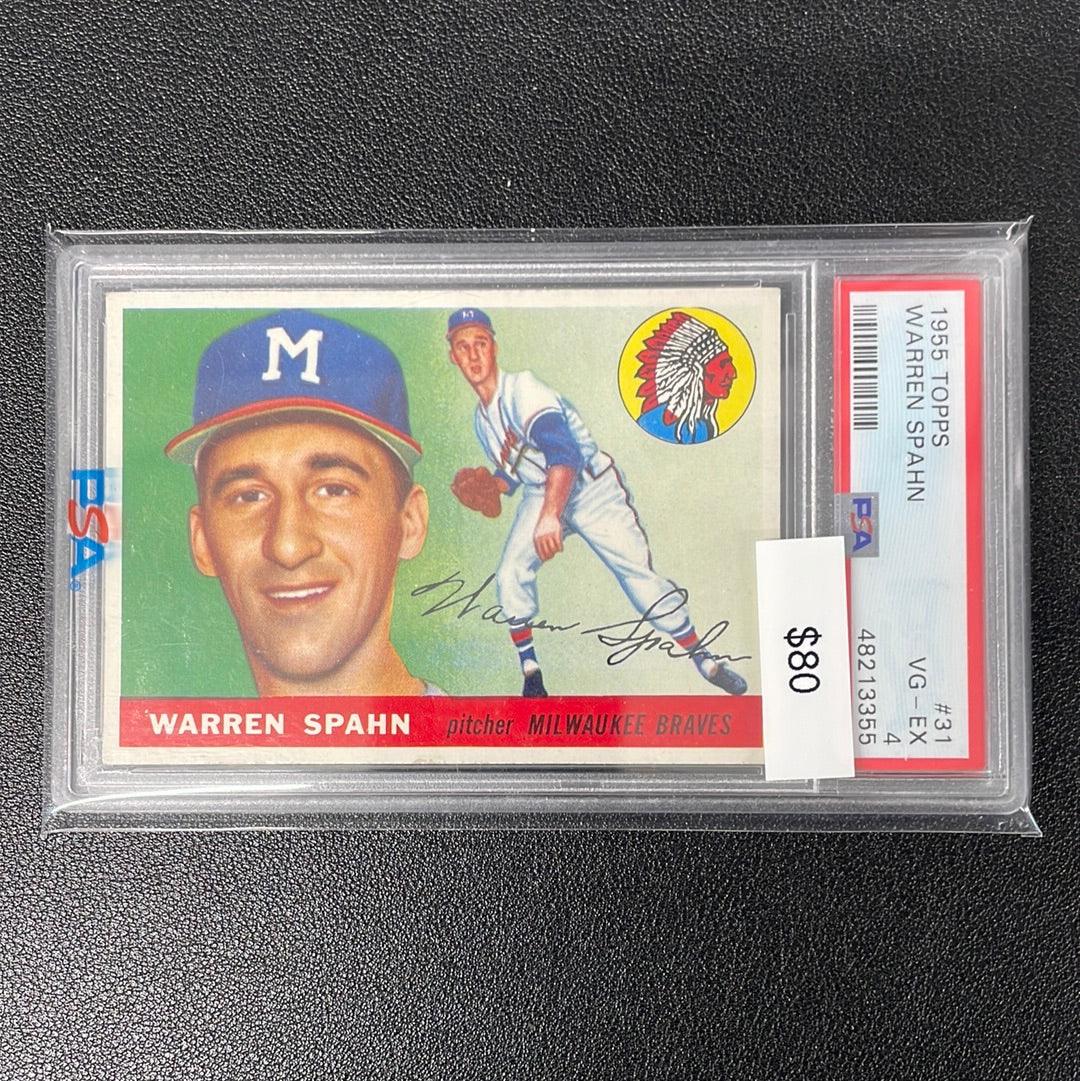 1955 MLB Topps Warren Spahn PSA 4