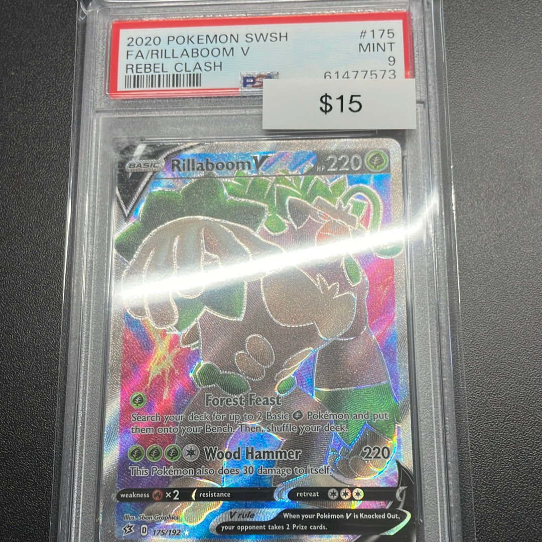 Pokemon Rillaboom V 175/192 PSA 9