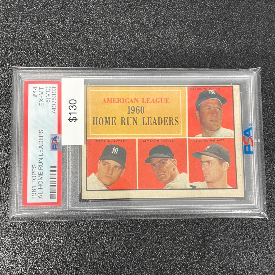 1961 MLB Topps AL 1960 Home Run Leaders PSA 6