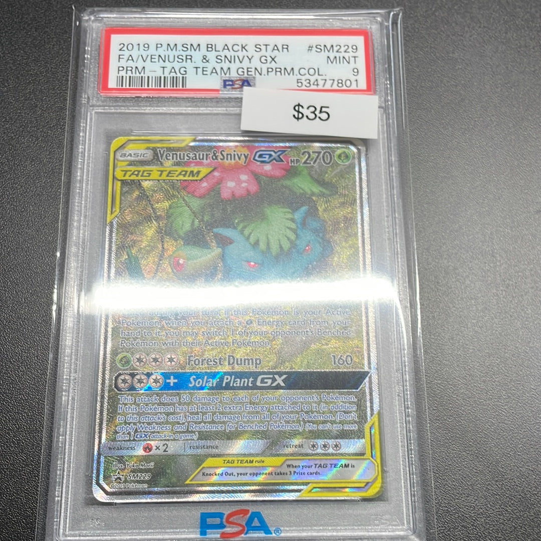 Pokémon Venusaur & Snivy GX PSA 9