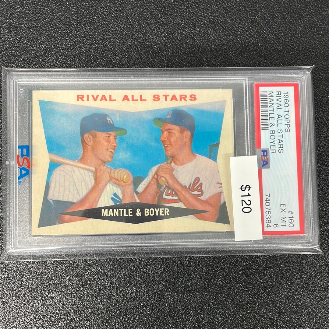 1960 MLB Topps Rival All Stars Mantle & Boyer PSA 6