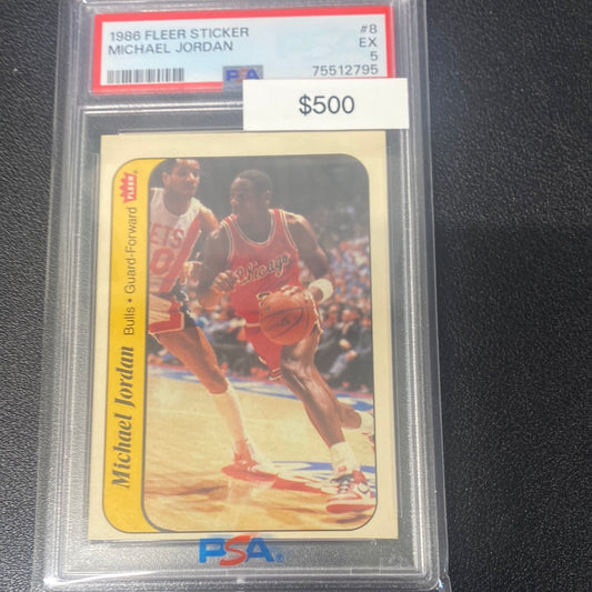 1986 Fleer Sticker Michael Jordan PSA 5