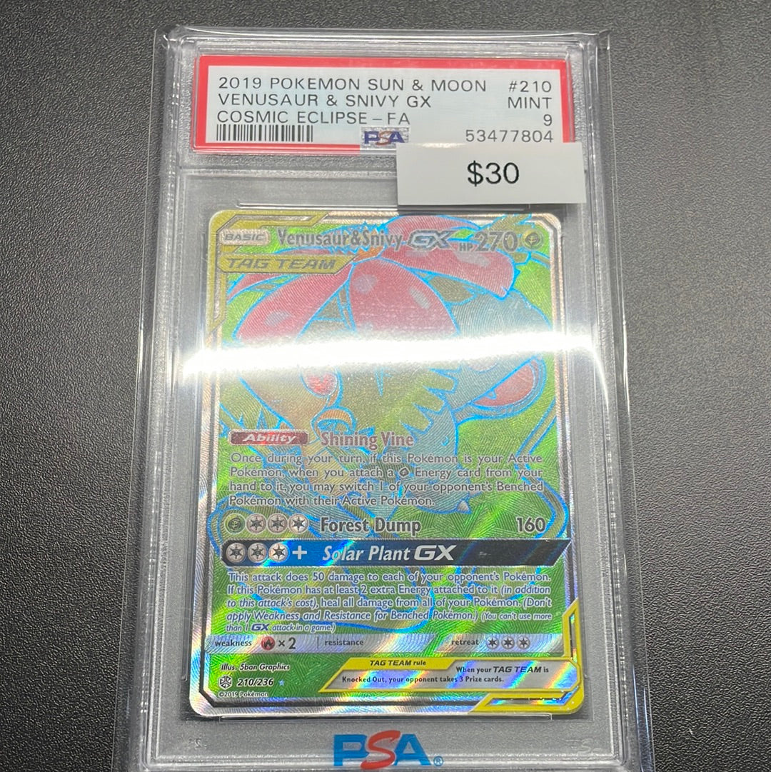 Pokémon Venusaur & Snivy GX 210/236 PSA 9