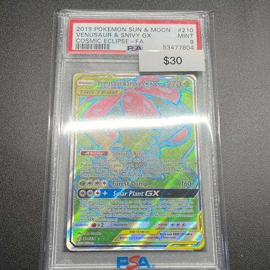 Pokémon Venusaur & Snivy GX 210/236 PSA 9