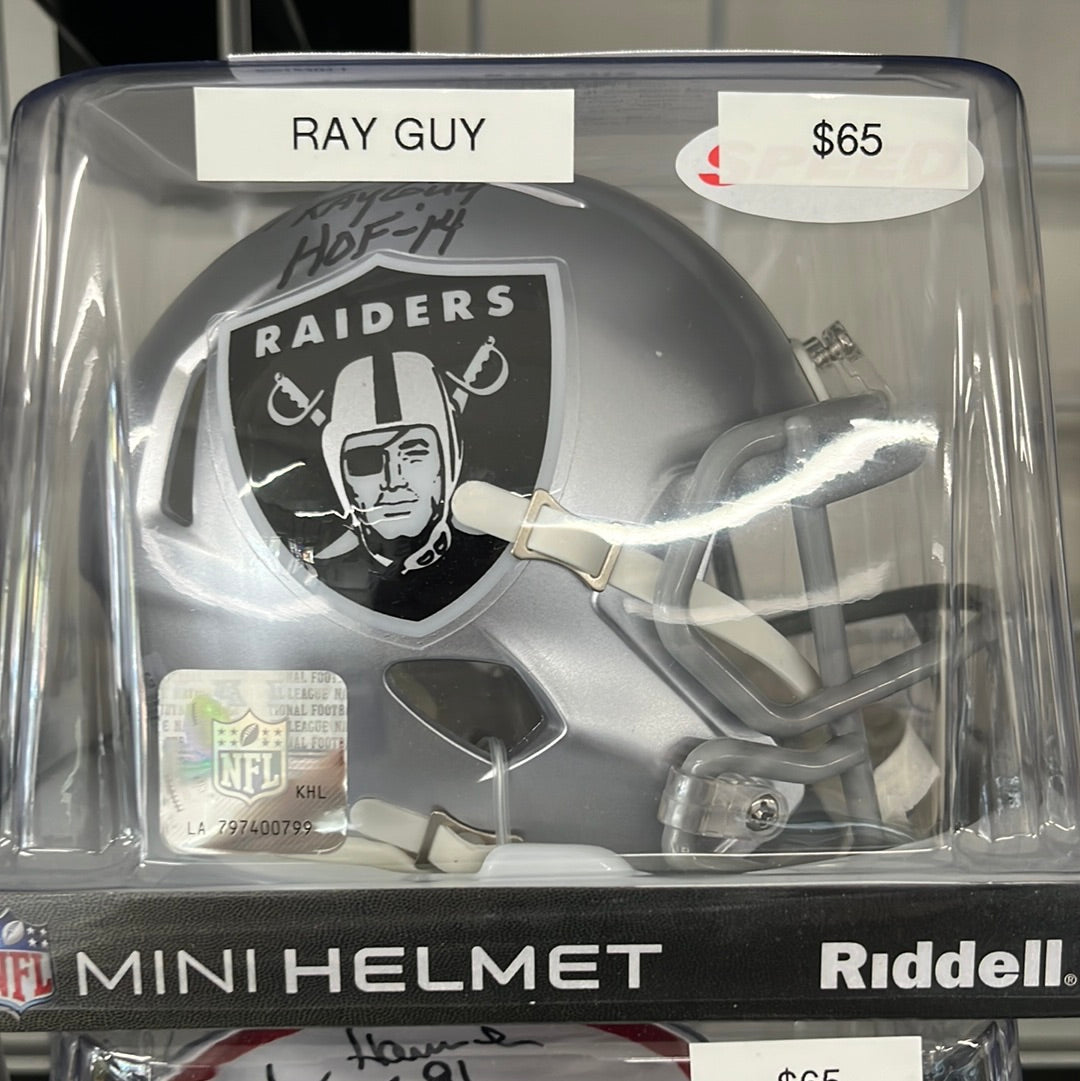 Ray Guy autographed mini helmet