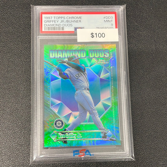 1997 MLB Topps Chrome Griffey Jr./ Buhner Diamond Duos PSA 9