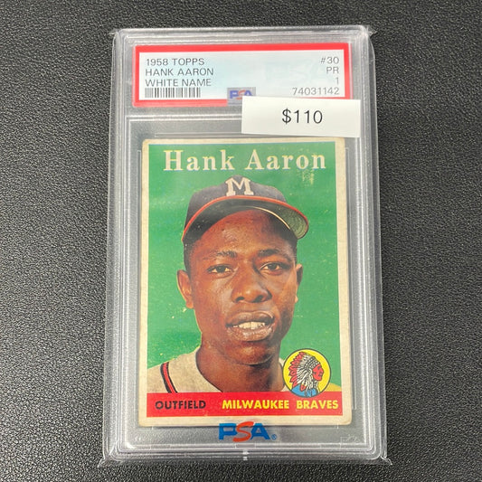 1958 MLB Topps Hank Aaron White Name PSA 1